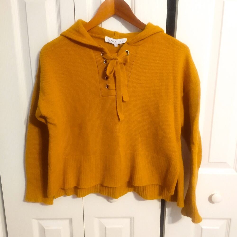 Endless Rose Cropped Rabbit Hair Hoodie in Mustard Size S